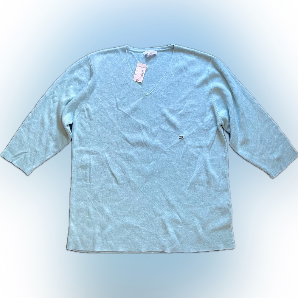 Dressbarn Light Blue V-Neck Sweater